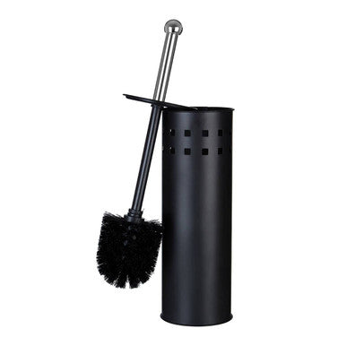 Indy Matt Black Square Design Toilet Brush Holder