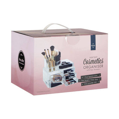 8 Compartments Clear Cosmetics Organiser With 4 Drawers