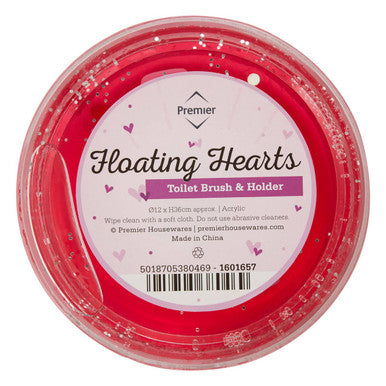 Floating Acrylic Hearts Toilet Brush Holder