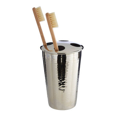 Hammered Bathroom Nickel Finish Toothbrush Holder
