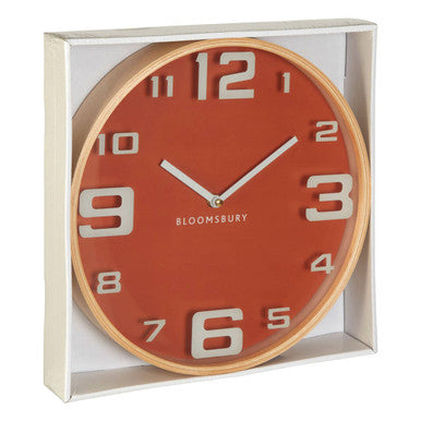 Vitus Orange Wood Large Numbers Wall Clock