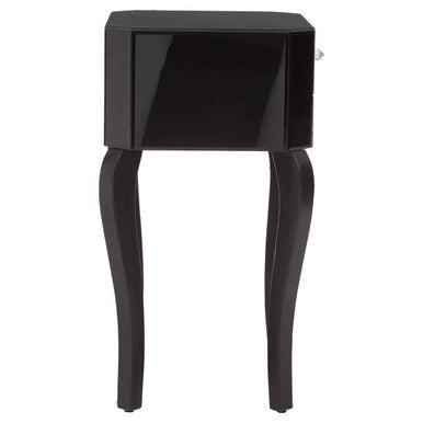 Orchid 1 Drawer Black Mirrored Glass Side Table