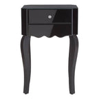 Orchid 1 Drawer Black Mirrored Glass Side Table