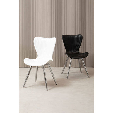 Stockholm Modern Dining Chair - White PP Chrome Legs Dining Furniture