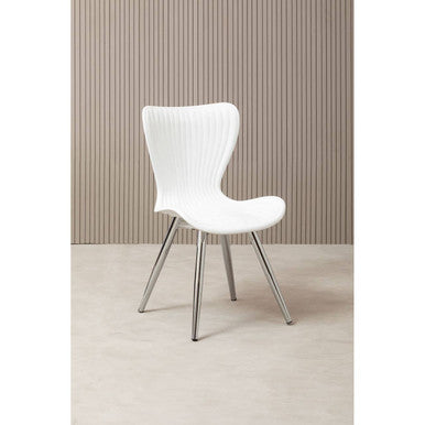 Stockholm Modern Dining Chair - White PP Chrome Legs Dining Furniture