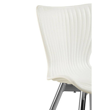 Stockholm Modern Dining Chair - White PP Chrome Legs Dining Furniture