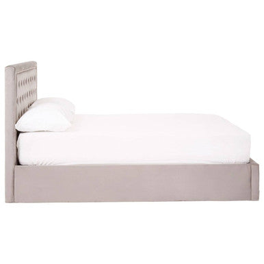 Hannah Grey Velvet Ottoman Bed Double