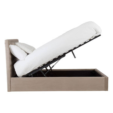 Hannah Mink Velvet Ottoman King Bed