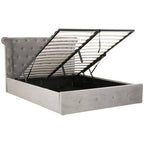 Edison Grey Brushed Velvet Ottoman King Bed