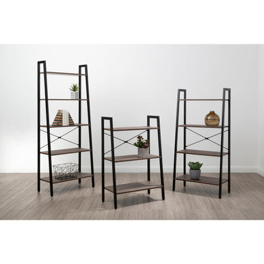 Bradbury Three Tier Dark Oak Veneer Ladder Shelf Unit