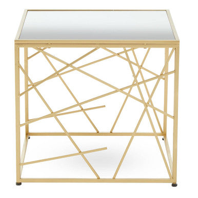 Farran Gold Finish Side Table With Mirror Top