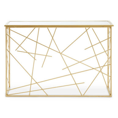 Farran Gold Finish Console Table With Mirror Top