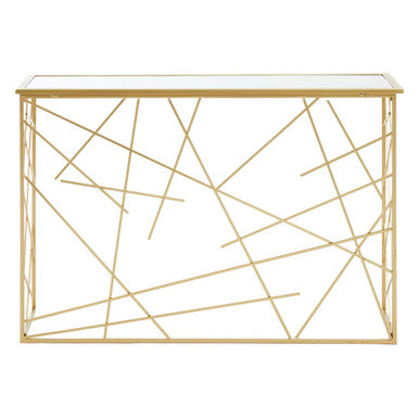Farran Gold Finish Console Table With Mirror Top