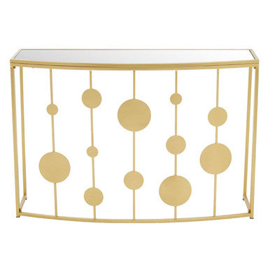 Farran Champagne Gold Finish Console Table With Mirror Top