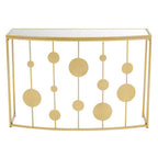 Farran Champagne Gold Finish Console Table With Mirror Top