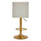 Baina White And Gold Bar Stool With Round Base