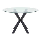 Salford Glass Top Dining Table With Black Metal Legs