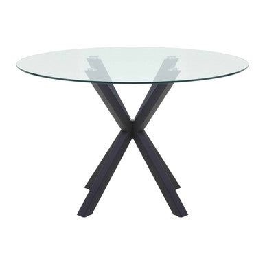 Salford Glass Top Dining Table With Black Metal Legs