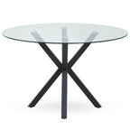 Salford Glass Top Dining Table With Black Metal Legs