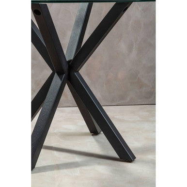 Salford Glass Top Dining Table With Black Metal Legs