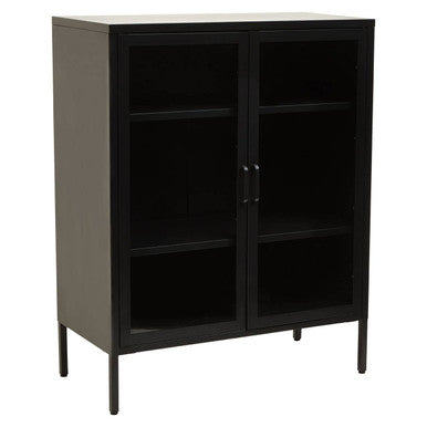 Acier Two Door Black Metal Cabinet