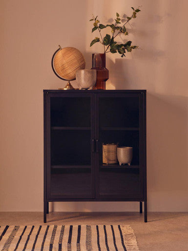Acier Two Door Black Metal Cabinet