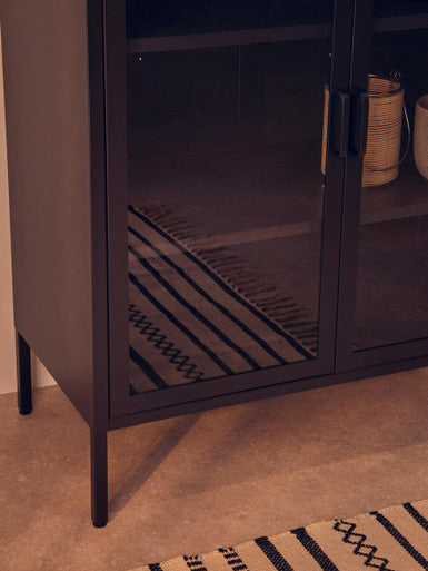 Acier Two Door Black Metal Cabinet