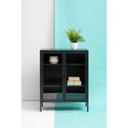 Acier Two Door Black Metal Cabinet