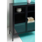 Acier Two Door Black Metal Cabinet