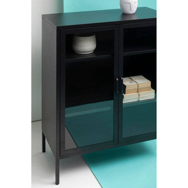 Acier Two Door Black Metal Cabinet