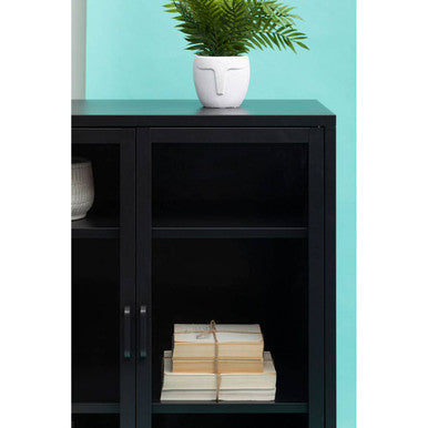 Acier Two Door Black Metal Cabinet