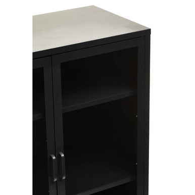 Acier Two Door Black Metal Cabinet