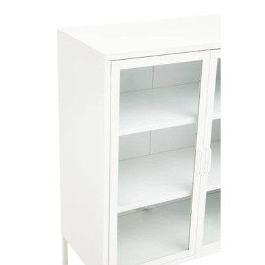 Acier Two Door White Metal Cabinet
