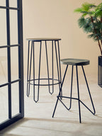 District Wooden Top Bar Stool With Metal Legs