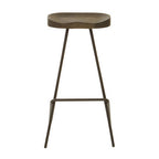 District Wooden Top Bar Stool With Metal Legs