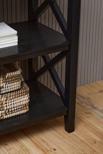 Heritage Three Shelf Large Black Bookcase