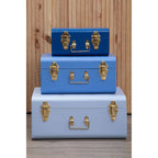 Parley Set Of Three Assorted Blue Storage Trunks