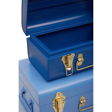 Parley Set Of Three Assorted Blue Storage Trunks