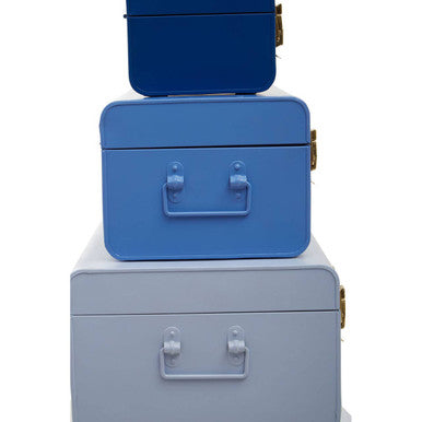 Parley Set Of Three Assorted Blue Storage Trunks