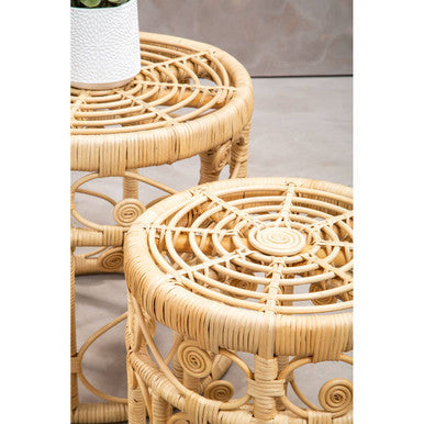 Mataram Set Of Two Natural Rattan Tables