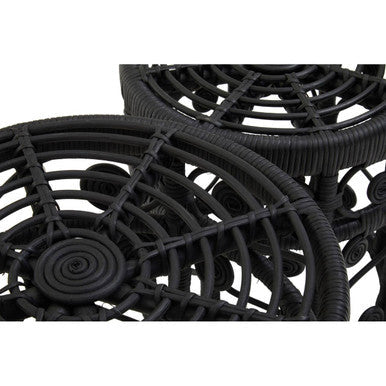 Mataram Set Of Two Black Natural Rattan Tables