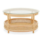 Mataram Rattan Coffee Table With Glass Top
