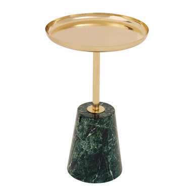 Avola Gold Side Table With Green Marble Effect Base