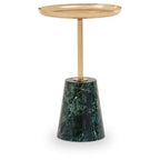 Avola Gold Side Table With Green Marble Effect Base