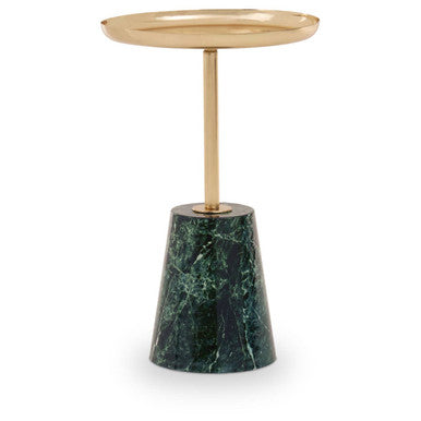 Avola Gold Side Table With Green Marble Effect Base