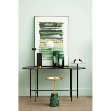 Avola Gold Side Table With Green Marble Effect Base