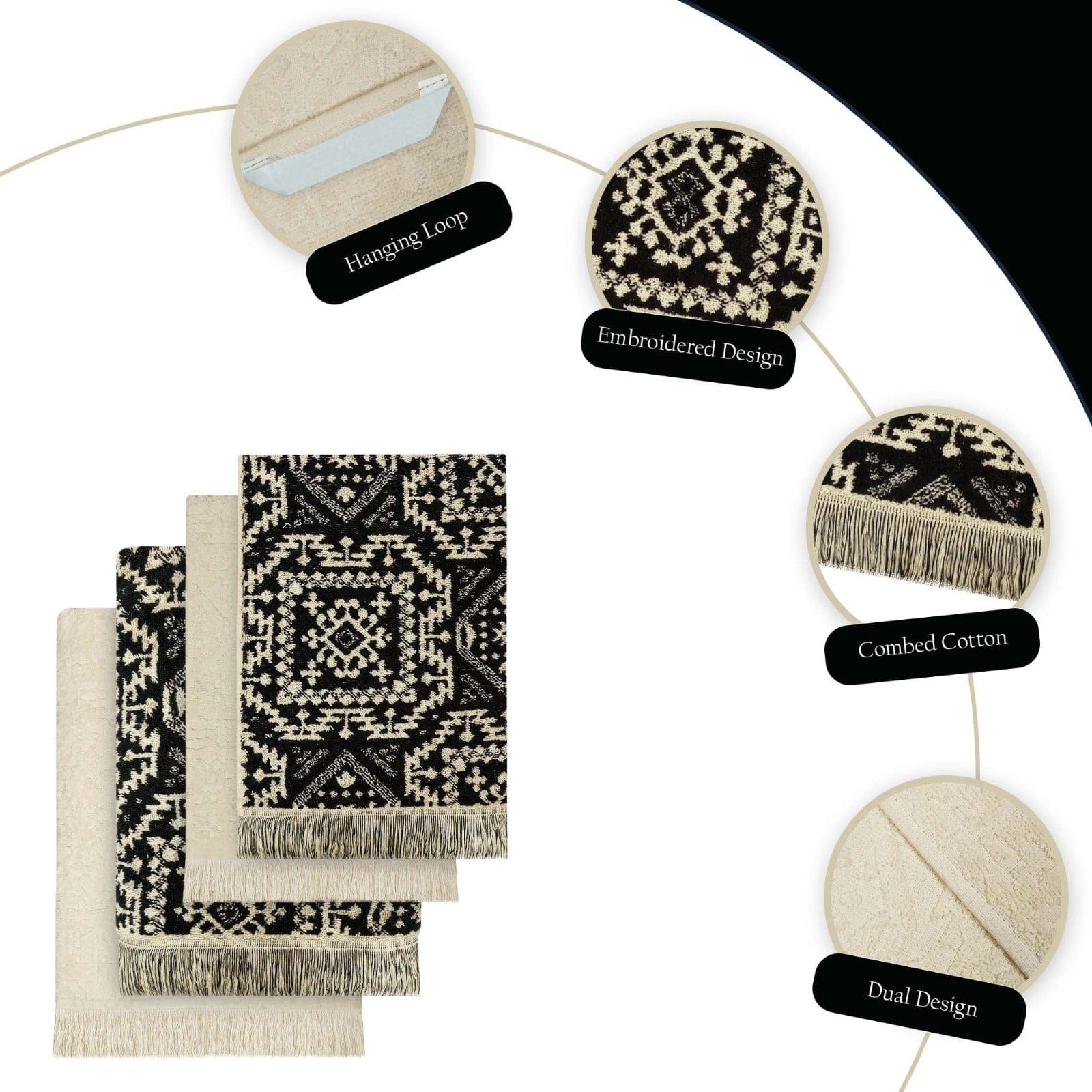 4 Piece Moroccan Towel Set 100% Cotton 500GSM High Absorbency Quick Drying Durable Soft Hand and Bath Towels for Elegant Bathroom Decor by OLIVIA ROCCO
