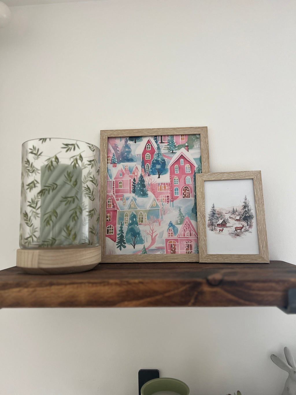 Pink Christmas Collage Winter Christmas Seasonal Wall Home Decor Print