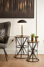Avantis Set Of 2 Cross Design Black Side Tables