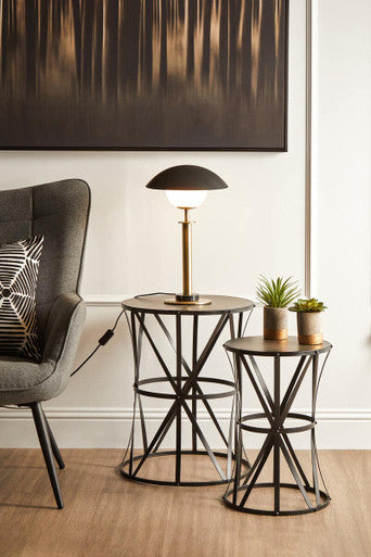 Avantis Set Of 2 Cross Design Black Side Tables